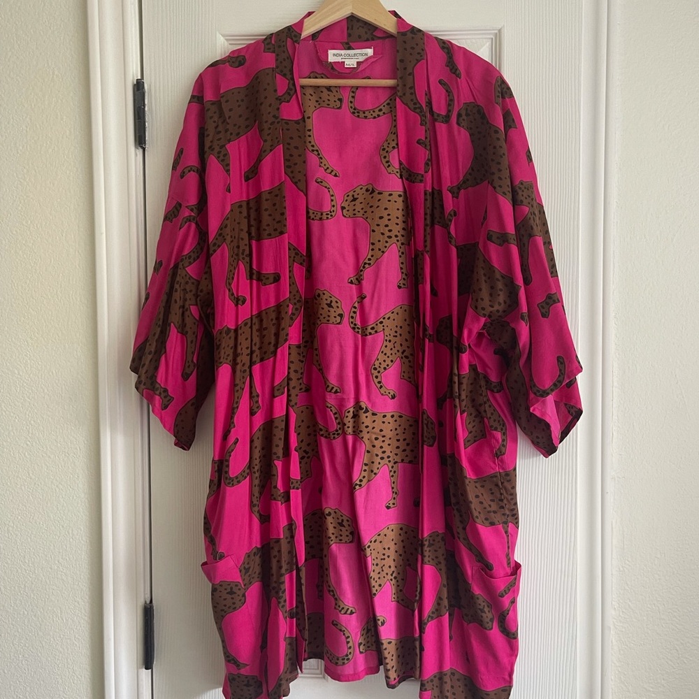 Emerson Fry Anthropologie Pink Cheetah Kimono